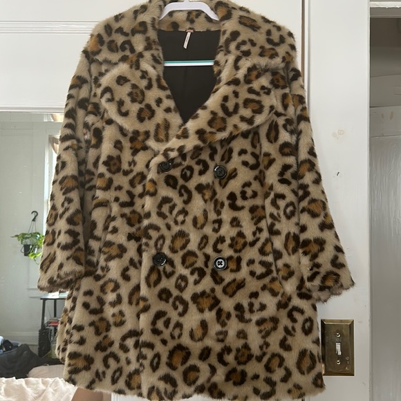 Free People Jackets & Blazers - Free People Animal Print Double Breasted Coat